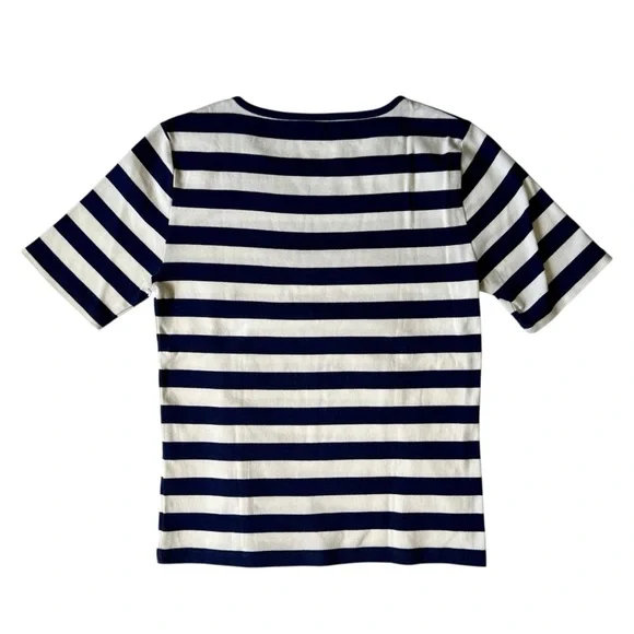 J.Crew Perfect Fit Striped Tee Blue Ivory Medium Fitted - Picture 3 of 8